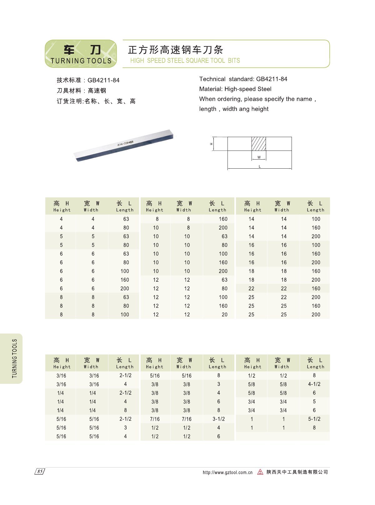 GUANZHONG high-speed steel tool bits